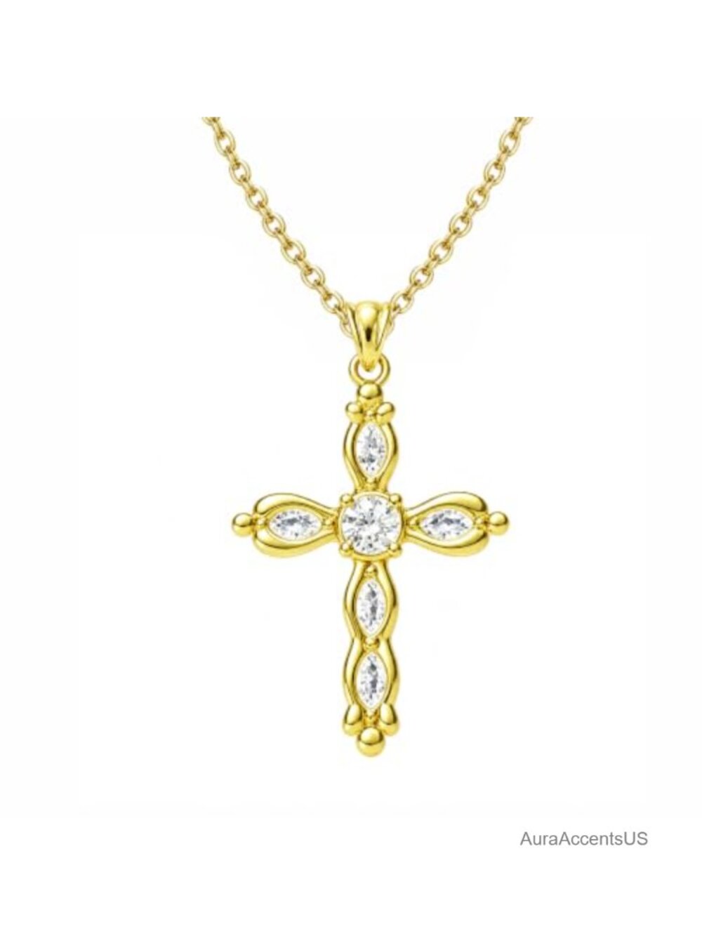18K Gold Plated Cross Pendant Necklace for Women Christian Religious Jewelry